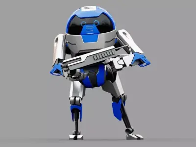 Battle droid rigged - animated 3D model