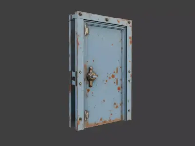 Flat Industrial Door Rusty Low-poly 3D model