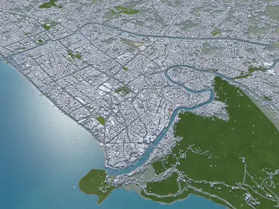 Padang Indonesia 25km Low-poly 3D model