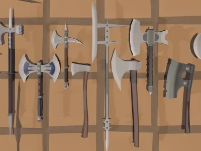 50 Low Poly Axes Low-poly 3D model