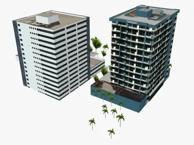 Huntington Apartments Low-poly 3D model