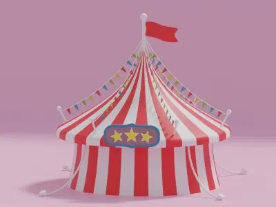 Cartoon Circus Tent 2 3D model
