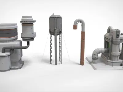 Sci-Fi architecture Elements collection 1 3D model