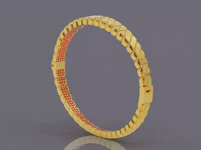 Elegant Curb Link Bracelet with Intricate Filigree Pattern  3D print model