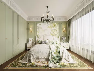 3D model of American bedroom 3D model