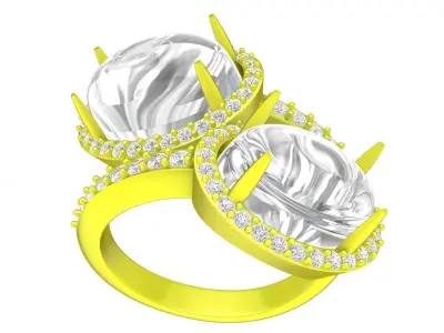 Luxury Two Stone Oval Halo Statement Ring 7060 3D print model