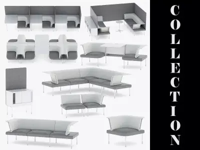 9 Office Workstation Collection 3D model