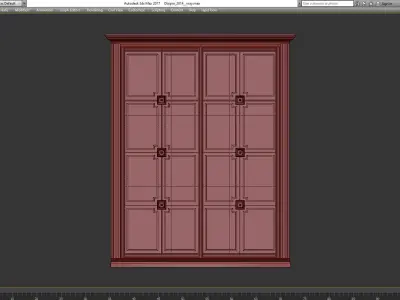 Wardrobe 3d model with glass doors Low-poly 3D model