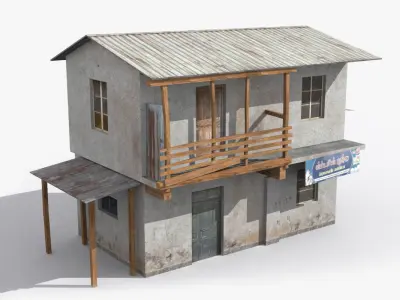 Slum a building Low-poly 3D model