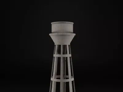 Water Tower Low-poly 3D model 10