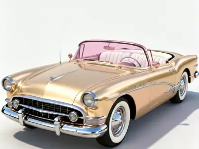 Champagne Gold Vintage Convertible 3D Model Low-poly 3D model