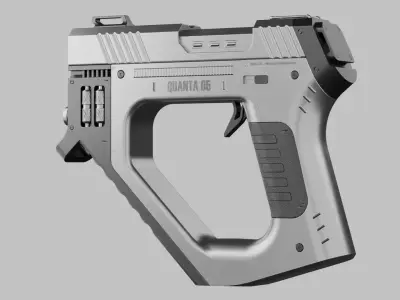 Quanta 05 SciFi Concept Futuristic Handgun White Color 3D model