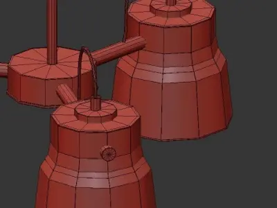 RAM 3 three light chandelier gold 3D model