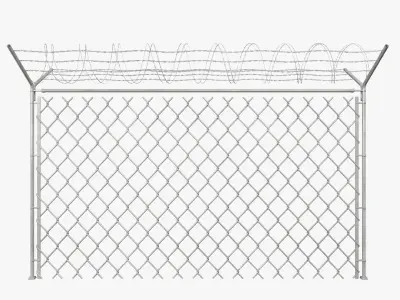  Chain Link Wire Fence 3D model