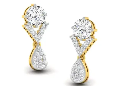 Gold Diamond Women Earring 3D print Model 3D print model 40