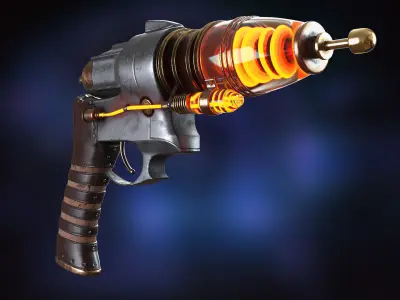 Sci-fi Steampunk themed hand gun - PBR Textures Low-poly 3D model