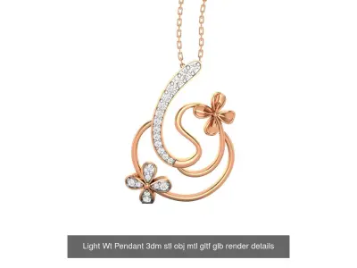 43 Light Wt Flower Leaves Nature Pendant 3dm stl obj mtl gltf 3D Model Pack