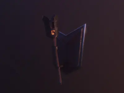 Stylized Medieval Torch Low-poly 3D model