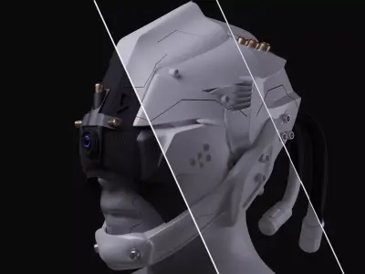 Cyborg Helmet 3D model 3D model