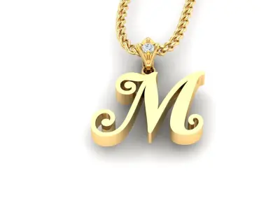 Light Gold Fancy Font Pendant M 3D print model