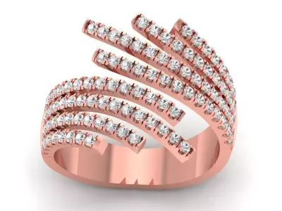 Solitaire Wedding Engagement Women Rings By Pass Band 3D print model