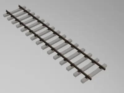 Railroad track - Railway track with concrete sleepers Low-poly 3D model