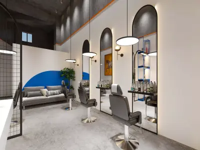 Industrial Loft Barber Shop 3D model