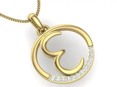Women E pendant 3dm stl render detail 3D print model
