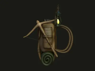 Hunter Backpack - Crossbow Character Costume Low-poly 3D model