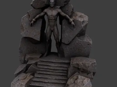 gate cave 009 Low-poly 3D model