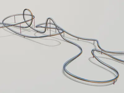 Rollercoaster train track Low-poly 3D model