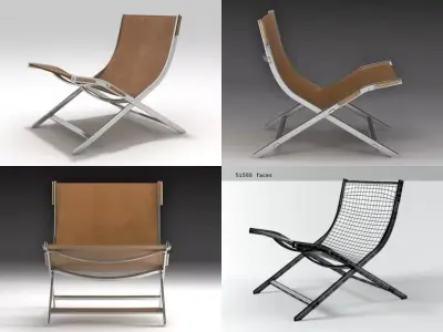 Timeless four different folding chairs 3D model