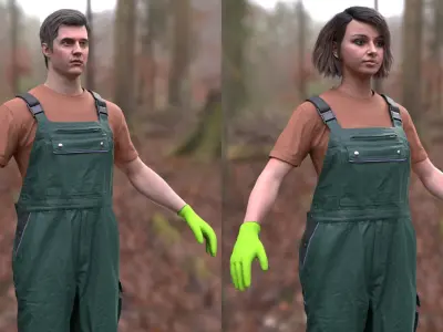  Man and Woman in Working Outfit 1 