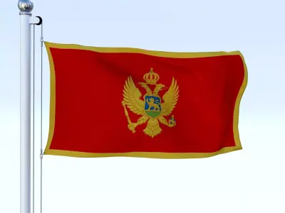 Animated Montenegro Flag Low-poly 3D model