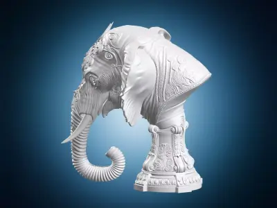 Ornate Elephant Bust Statue 3D print model