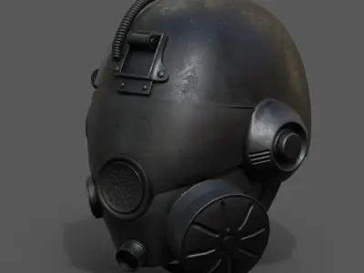 Helmet gas mask protection futuristic scifi fantasy  Low-poly 3D model