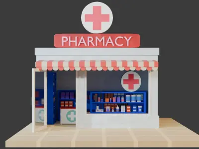 Pharmacy Low-poly 3D model