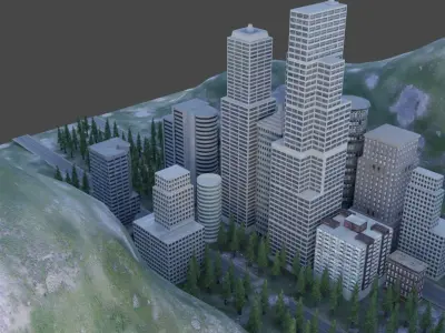 Modern City Building Pack Collection Low-poly 3D model