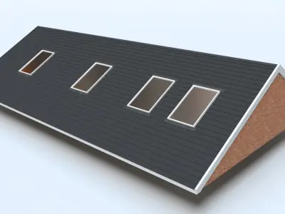 Full Timber Truss Roof System 3D model