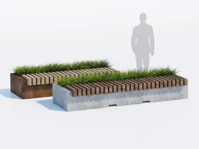 Big Green Benches 3D model
