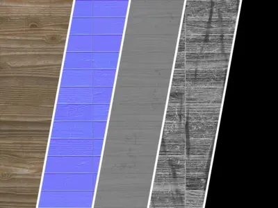 Parquet Materials 32- Parquet By Old Wood Damaged - Sbsar PBR 4k Texture