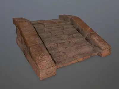stairs 6 brick staircase Low-poly 3D model