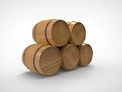 Wooden barrels 3D model