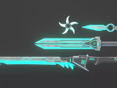 Sci-Fi Melee Weapons Pack  Game Ready Set Low-poly 3D model