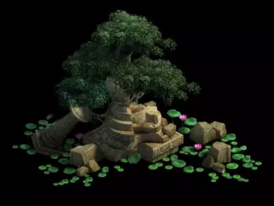 Kashayana Buddhist Forest Broken Water Pagoda 3D model