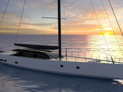 Modern Sailing Yacht  3d Exterior 3D model