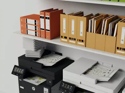 Office Multifunction Printers Copiers Pack 3D Models Low-poly 3D model