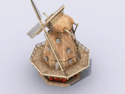 Copenhagen Windmill Low-poly 3D model