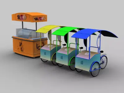 Ice Cream Cart Low-poly 3D model