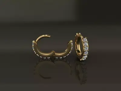 Earring Double Side Diamond Hoop Small Small 7mm Inside Diameter 3D print model